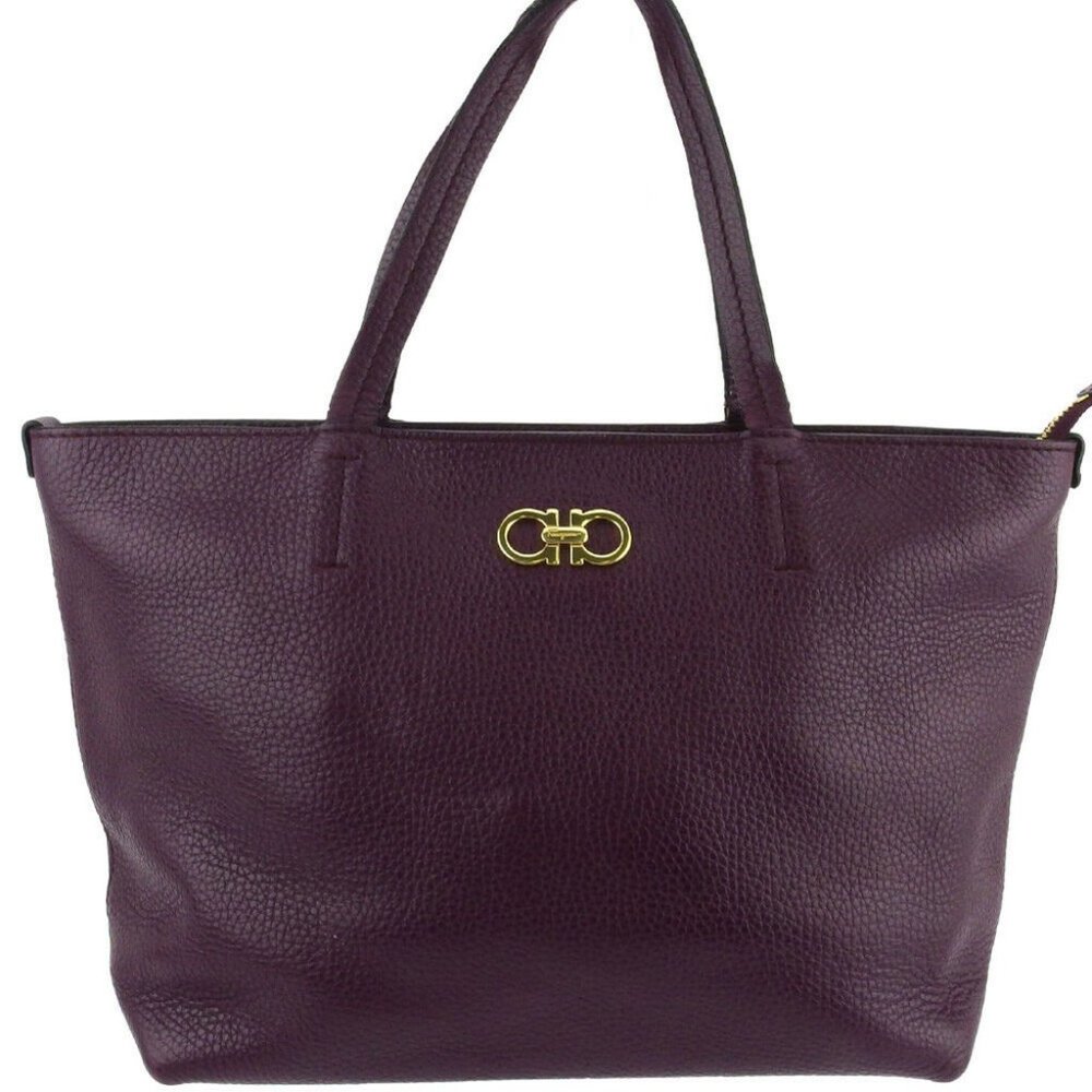 Salvatore Ferragamo Tote Bag Purple gold Women Authentic secondhand